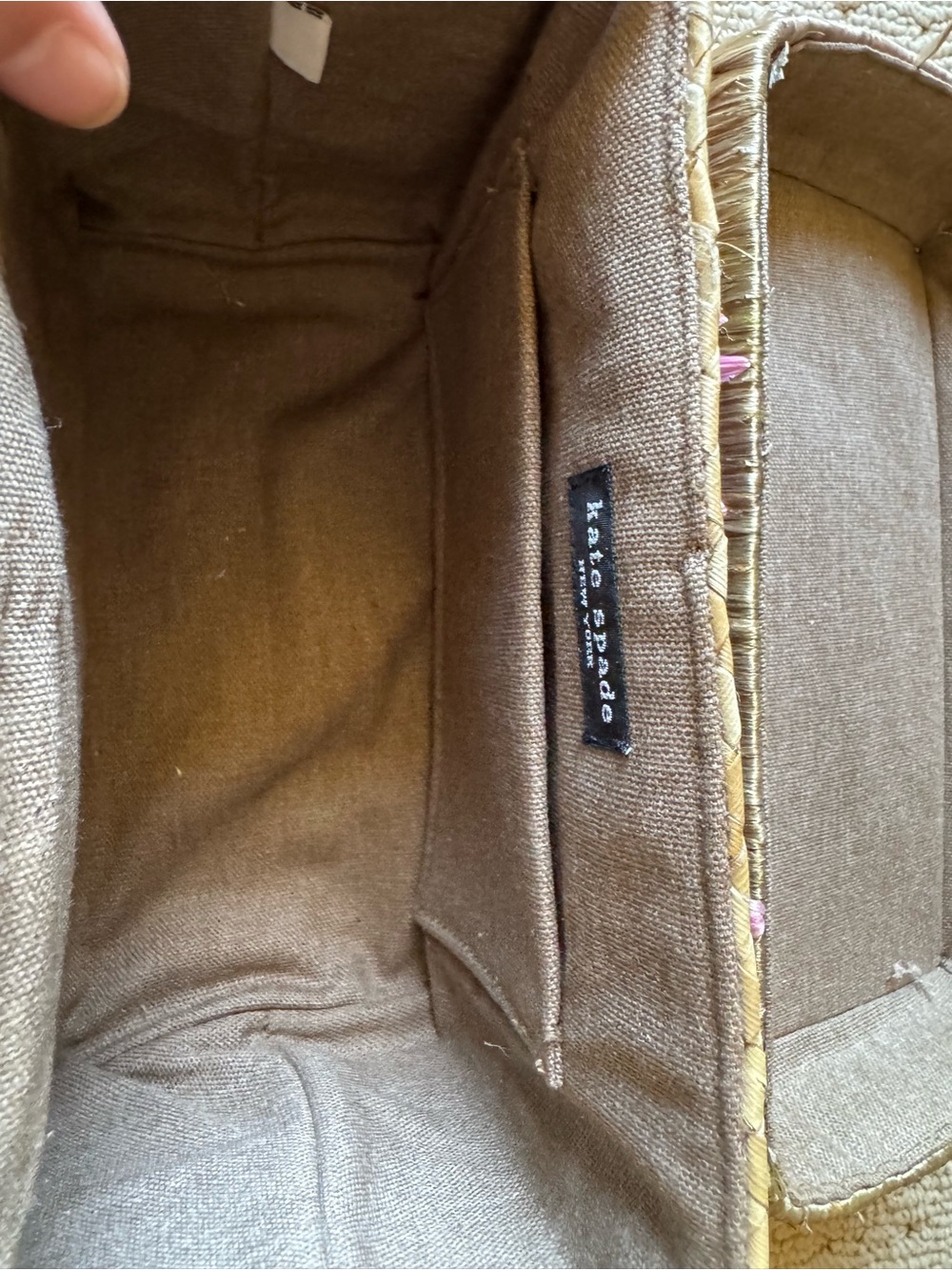 kate spade Pink Floral Embroidered Straw Tote - Picture 6 of 6